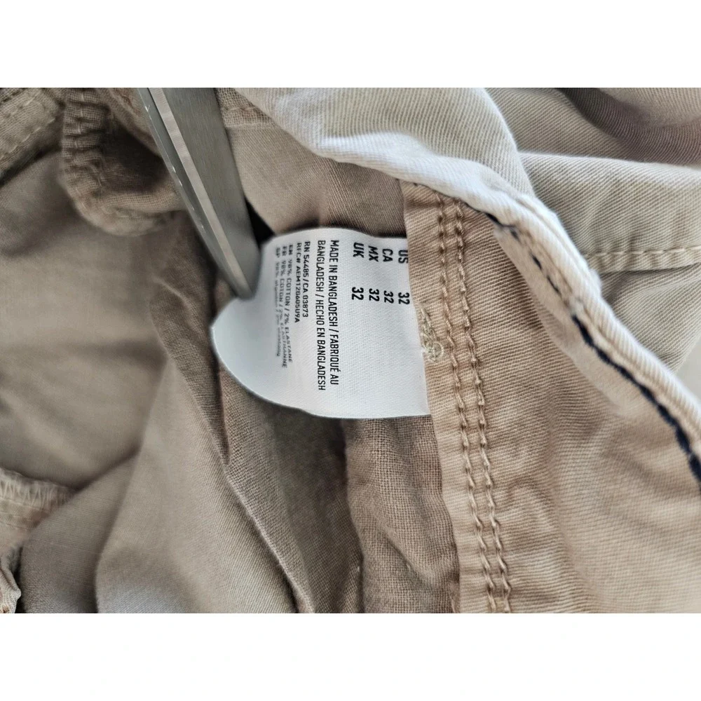 Classic American Eagle Chino Shorts Mens 32 Khaki Tan Ne(x)t Level Flex Stretch